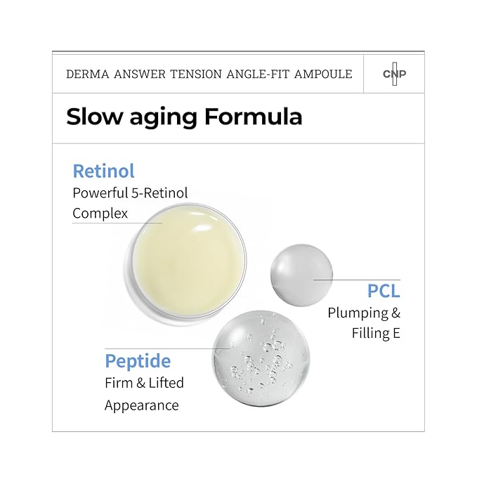 CNP Retinol PCL Eye Treatment Serum (0.5 fl.oz/ 15ml) - DermaAnswer Tension Angle-Fit Ampule, Under Eye Tightening, Firming, Korean Night Skincare, Fine Lines and Dark Circles-Velvo Beauty