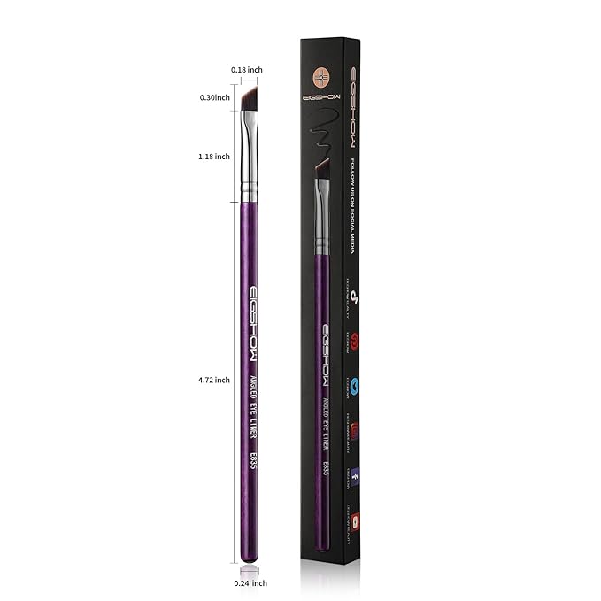 Eyeliner Brush Fine Angled - PRO Precision Gel Eye Liner Makeup Brush -Ultra Thin Slanted Flat Angle - Premium Cruelty Free Synthetic Bristles (E835 Purple)-Velvo Beauty