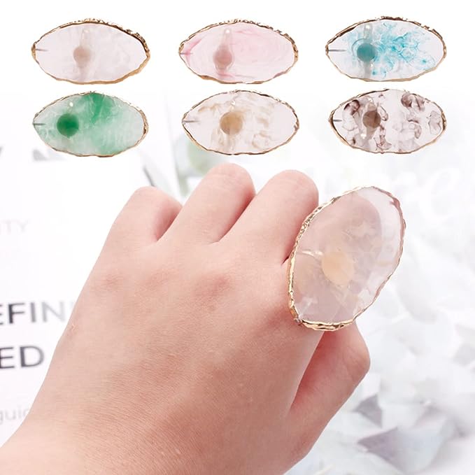Nail Art Palette, 6pcs Wearable Soft Resin Nail Art Palette Ring, Resin Nail Art Palette Compatiable for Make-Up Beginners and Make-Up Schools-Velvo Beauty