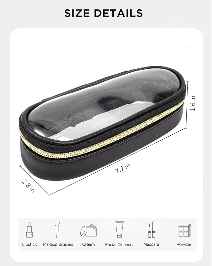 Clear Makeup Bag Small, TSA Approved Portable Toiletry Bag with Zipper Cosmetic Travel Bag Makeup Organizer Case Mini Makeup Pouch for Purse Car Organizer Bag for Women Men-Velvo Beauty