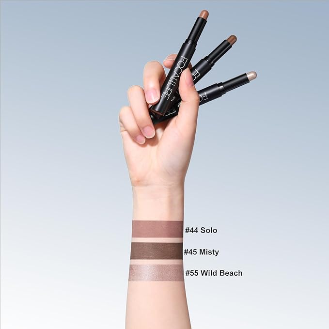 FOCALLURE 3PCS Cream Eyeshadow Stick Sets,Matte and Shimmer Eye Brightener, High Pigmented Crease-proof Pencil,Long Lasting Eye Shadow Highlighter Makeup,Silver Mocha-Velvo Beauty