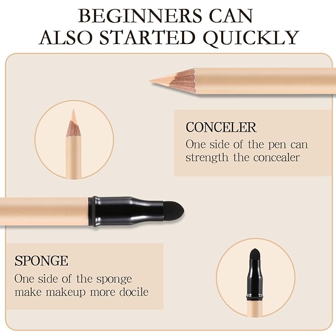 Concealer Pencil with Sharpner,Full Coverage,Waterproof Under Eye Concealer Stick for Dark Circles,Blemishes,Aging Spots,Acne,Freckles-Velvo Beauty