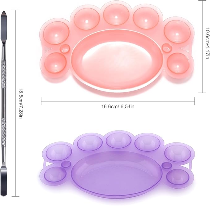 5Pcs ABS Makep Palette Nail Painting Palette with Stainless Steel Stirring Rod Nail Tool Set, Nail Art Polish Painting Mixed Color Palette-Velvo Beauty