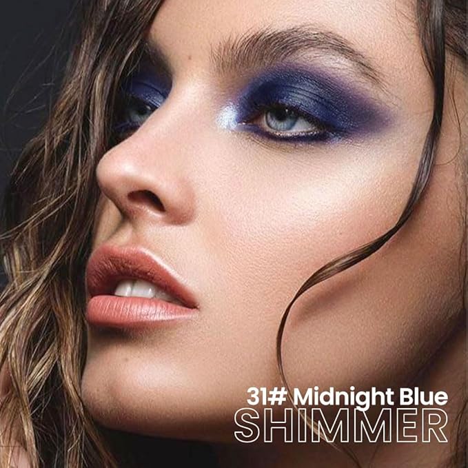 evpct Midnight Blue Shimmer Cream Eye Shadow Brightener Sticks Set for Eyes, Blue Shimmery Matte Pencil Eye shadow Applicator Stick Pen Palette Makeup Waterproof sombras en crema para ojos 31#-Velvo Beauty