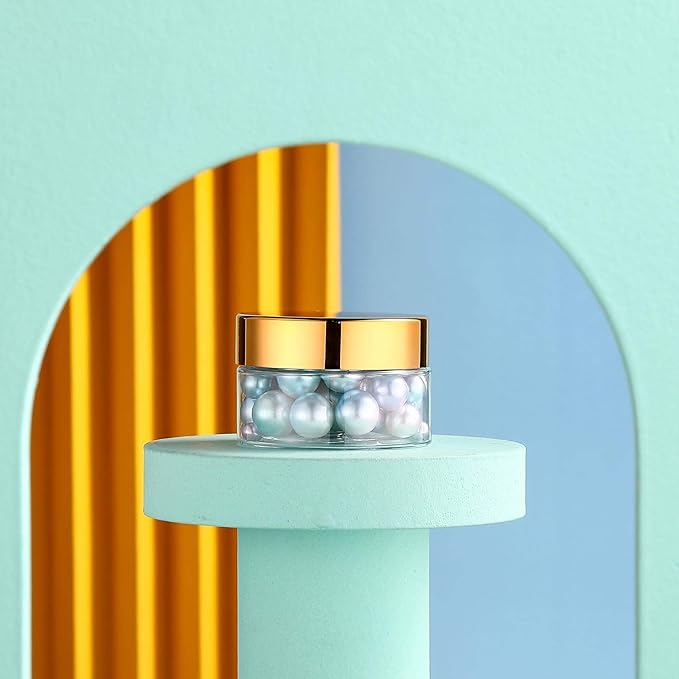 SATINIOR 24 Pieces Empty Clear Plastic Jars with Lids Round Storage Containers Wide-Mouth for Beauty Product Cosmetic Cream Lotion Liquid Butter Craft and Food (Gold Lid,1 oz)-Velvo Beauty