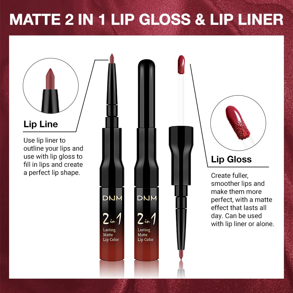 evpct 1Pcs Dark Oxblood Red Matte Lip Liner and Liquid Lipstick Stain Makeup Set for women, Red Long Lasting Smudge Proof Lipstick labiales matte mate larga duracion listip 24 hours originales, 30#-Velvo Beauty
