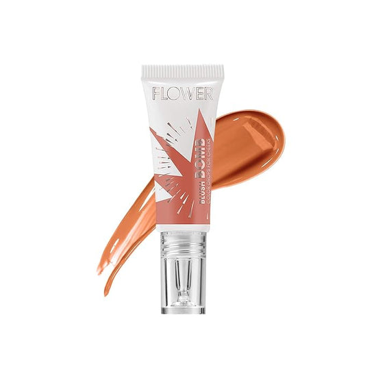 FLOWER Beauty By Drew Barrymore Liquid Blush Makeup Bomb Color Drops -Silky Lightweight Formula + Gel Cream Blush for Cheeks - Radiant + Glossy Finish - Buildable + Lightweight Formula - Cruelty-Free + Vegan (Cinnamon)-Velvo Beauty