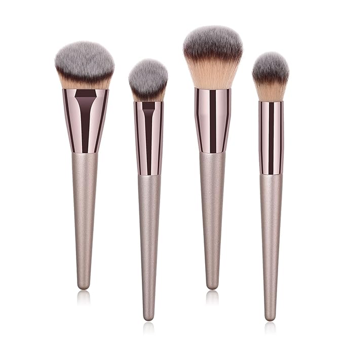 4pcs Professional Makeup Brush Set, Premium Synthetic Liquid Foundation Brush Blending Powder Tapered Kabuki Makeup Brushes Cosmetics Applicator-Velvo Beauty