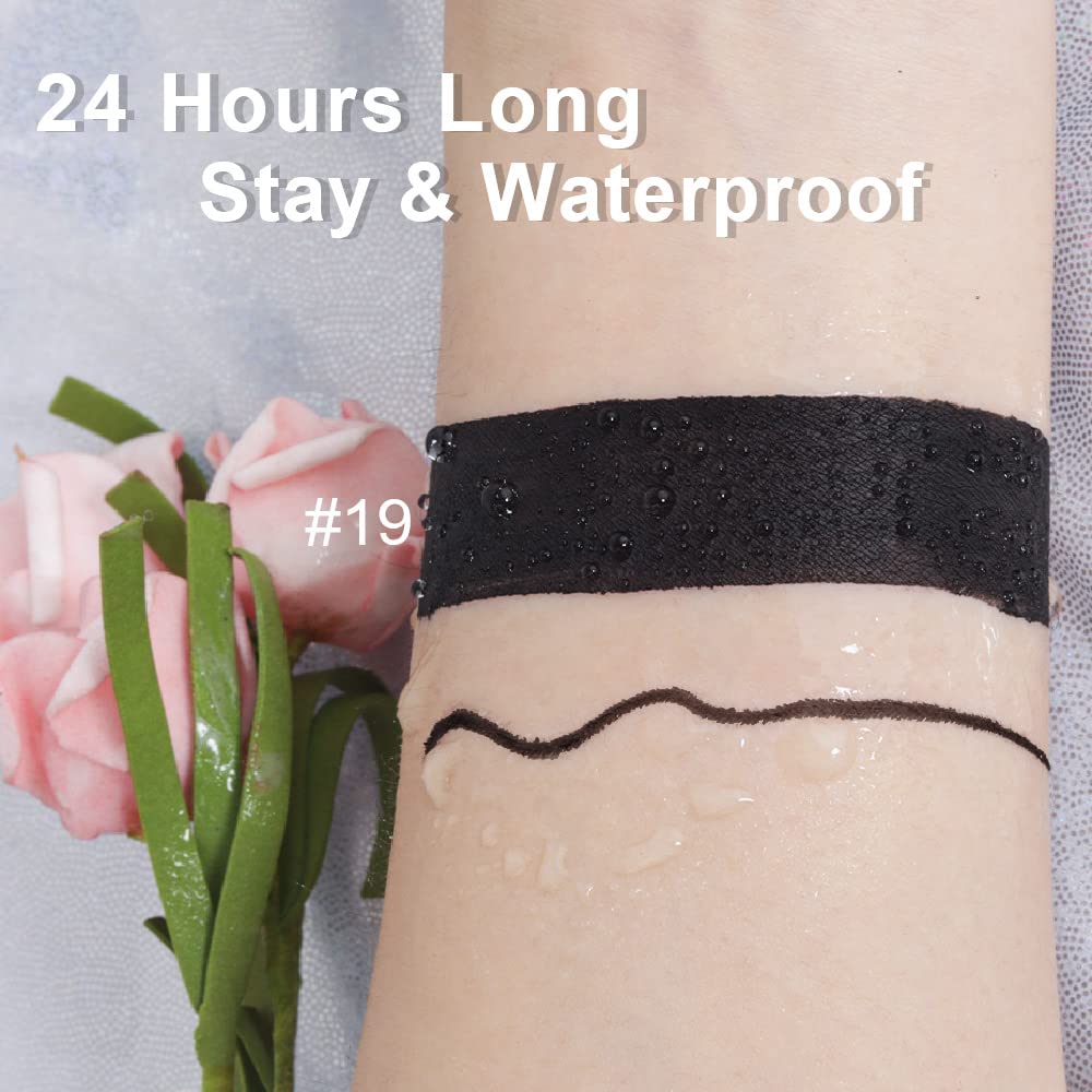 evpct 2Pcs Black Matte Liquid Lipstick and Lip Liner Gloss Stain Pencil Makeup Set Long Lasting Dark Matte Lipstick 24H and with Lip Liner Set for Black women labiales mate 24 horas originales 19#-Velvo Beauty