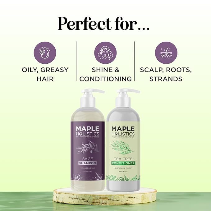 Sulfate Free Shampoo and Conditioner Set - Tea Tree Sage and Rosemary Shampoo and Conditioner for Dry Flaky Scalp Care - Deep Cleansing Color Safe Shampoo and Conditioner for Damaged Dry Hair Care-Velvo Beauty