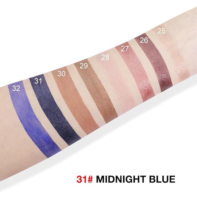 evpct Midnight Blue Shimmer Cream Eye Shadow Brightener Sticks Set for Eyes, Blue Shimmery Matte Pencil Eye shadow Applicator Stick Pen Palette Makeup Waterproof sombras en crema para ojos 31#-Velvo Beauty