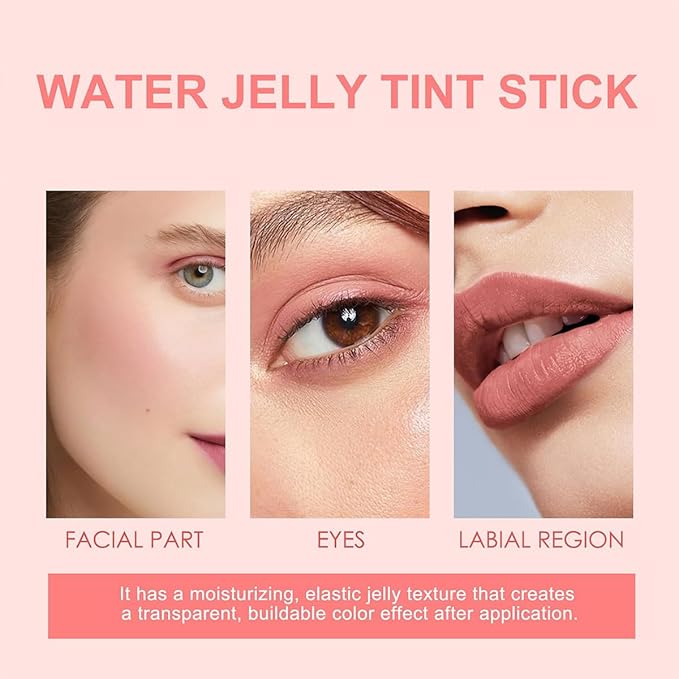 Milk Cooling Water Jelly Tint Blush Stick Face Makeup, Sheer Lip & Cheek Stain, Buildable Watercolor Finish,Vegan, Cruelty Free - 0.18 fl oz (POPPY PINK)-Velvo Beauty