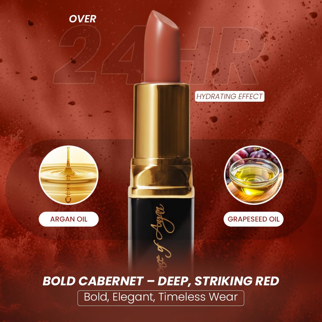 Essence Of Argan Tea Berry Lipstick for Cracked & Dry Lips - 100% Organic Argan & Jojoba Oil, Shea Butter & Aloe Vera - Hydrating Long Lasting Lipstick for Women-Velvo Beauty