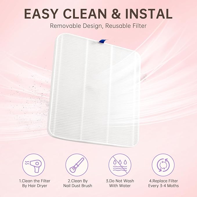 Nail Dust Collector, Rechargeable Dust Collector Nail Tech, Powerful Vacuum Fan Vent Dust Collector Extractor Dust Suction Machine for Acrylic Nails Polishing, Nail Salon&Home,Purple-Velvo Beauty