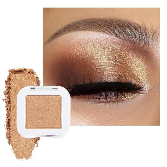 evpct Gold Single Eye Shadow Palette Makeup for Older Women, Gold Bronze Copper Brown Shimmer Glitter Sparkly Metallic Cream Eyeshadow Palette Brightener Makeup, High Pigment Monochrome Mini Eyeshadow-Velvo Beauty