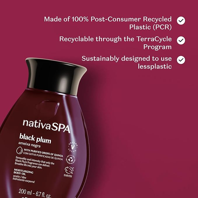 Nativa SPA by O Boticário, Black Plum Body Oil, Scented Moisturizer, Enriched with Purified Quinoa Drops to Boost Hydration, 6.8 Ounce-Velvo Beauty