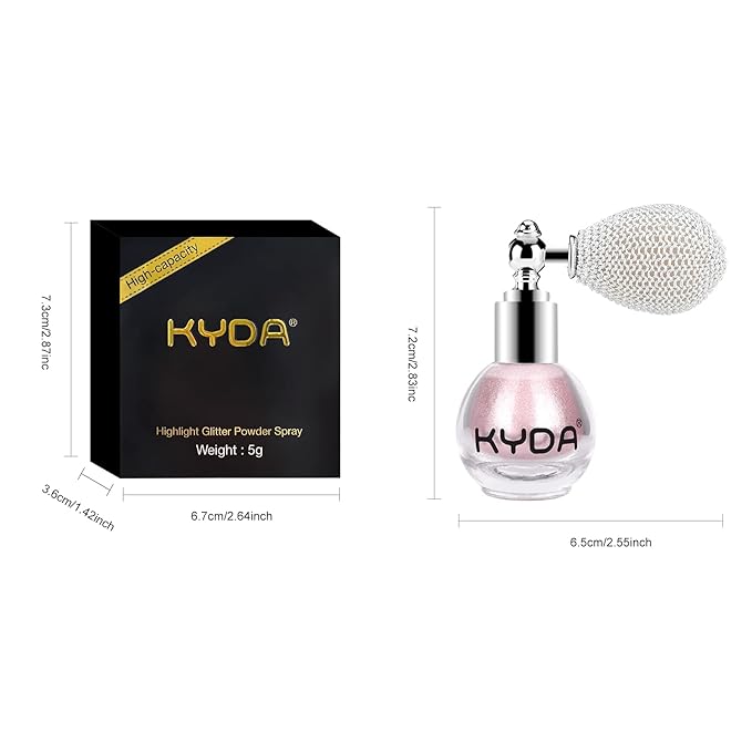 KYDA Highlighter Powder Spray, Glitter High Gloss Spray Shimmer Sparkle Powder Makeup Spray, for Face Body Cosmetic-Soft Pink-Velvo Beauty