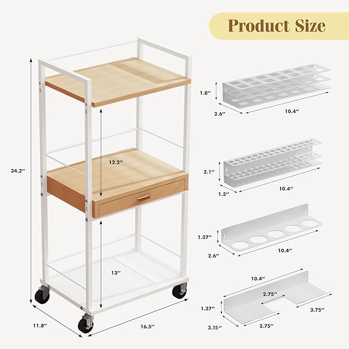 Makeup Organizer Storage Cart, Floor Skincare Organizers, Makeup Stand with Drawers, Vanity Organizer Cosmetics Display Cases Holder for Skin Care Nail Polish Perfume Makeup Brush Hair Tool-Velvo Beauty