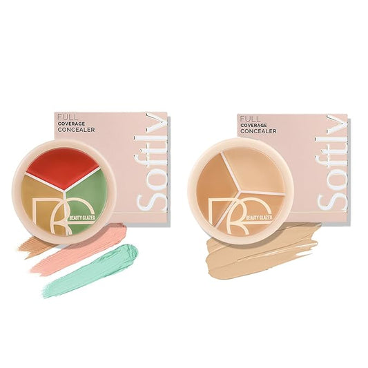 Foundation Concealer Palette + Color Corrector Palette, Light Color Combination Cosmetics Cream Highlighting Palette, Cover Dark Circles, Bruises, Age Spots, Blemish, Vegan & Cruelty Free-Velvo Beauty