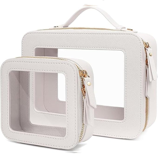 Clear Makeup Bag Small, TSA Approved Portable Toiletry Bag with Zipper Cosmetic Travel Bag Makeup Organizer Case Mini Makeup Pouch for Purse Car Organizer Bag for Women Men-Velvo Beauty
