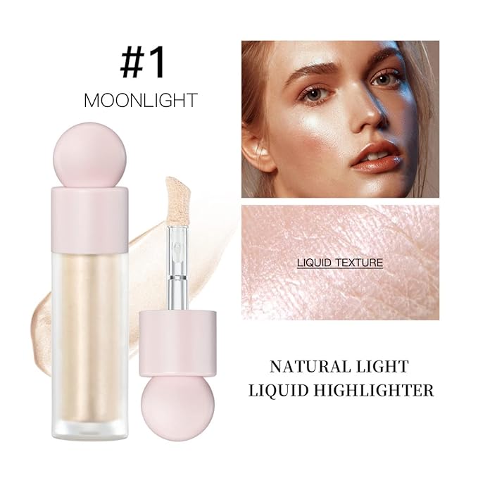 Liquid Highlighter Natural Glow For Face & Body, Waterproof Moisturizing Light Liquid Luminizer For Long Lasting Shimmer, Contour Highlighter Stick Easy to Apply with Cushion Applicator-Velvo Beauty