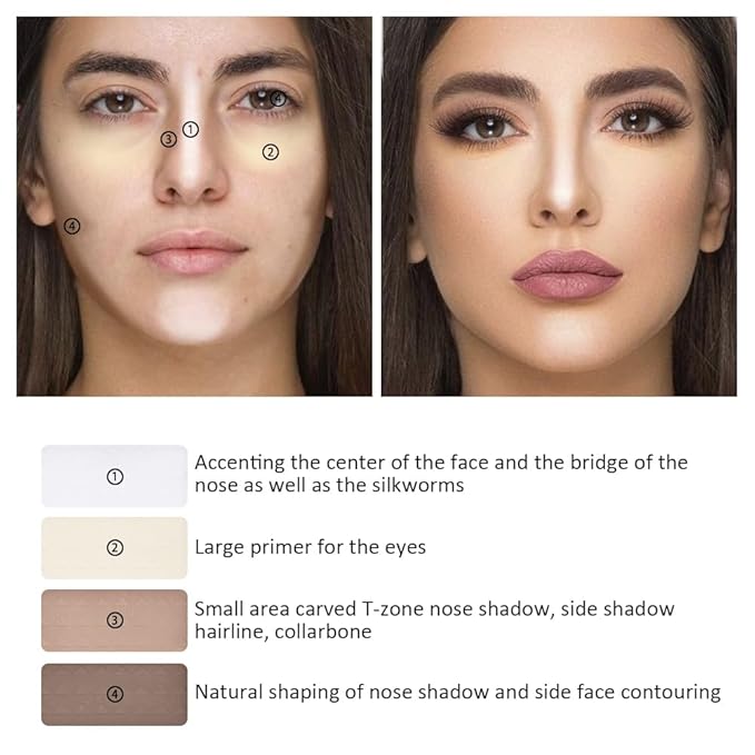 4-Color Contour Makeup Palette, Blush Highlighter Bronzer Powder Kit, Face Cosmetics Gift Set (02#, 1 Count (Pack of 1))-Velvo Beauty