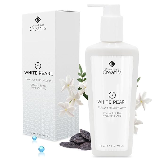 White Pearl Moisturizing Body Lotion with Coconut Butter and Hyaluronic Acid, 8.5 fl. oz.-Velvo Beauty