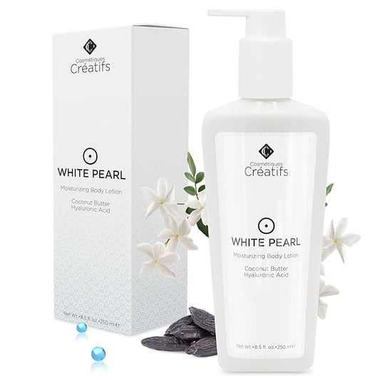 White Pearl Moisturizing Body Lotion with Coconut Butter and Hyaluronic Acid, 8.5 fl. oz.-Velvo Beauty