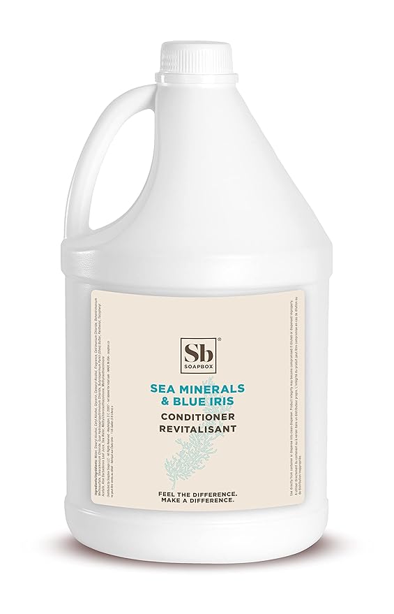 Soapbox Hair Conditioner, Sea Minerals & Blue Iris, Hydrating, Vegan, Color Safe, Sulfate Free & Silicone Free Conditioner Refill for Home & Professional Use - Gallon Size-Velvo Beauty