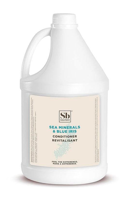 Soapbox Hair Conditioner, Sea Minerals & Blue Iris, Hydrating, Vegan, Color Safe, Sulfate Free & Silicone Free Conditioner Refill for Home & Professional Use - Gallon Size-Velvo Beauty