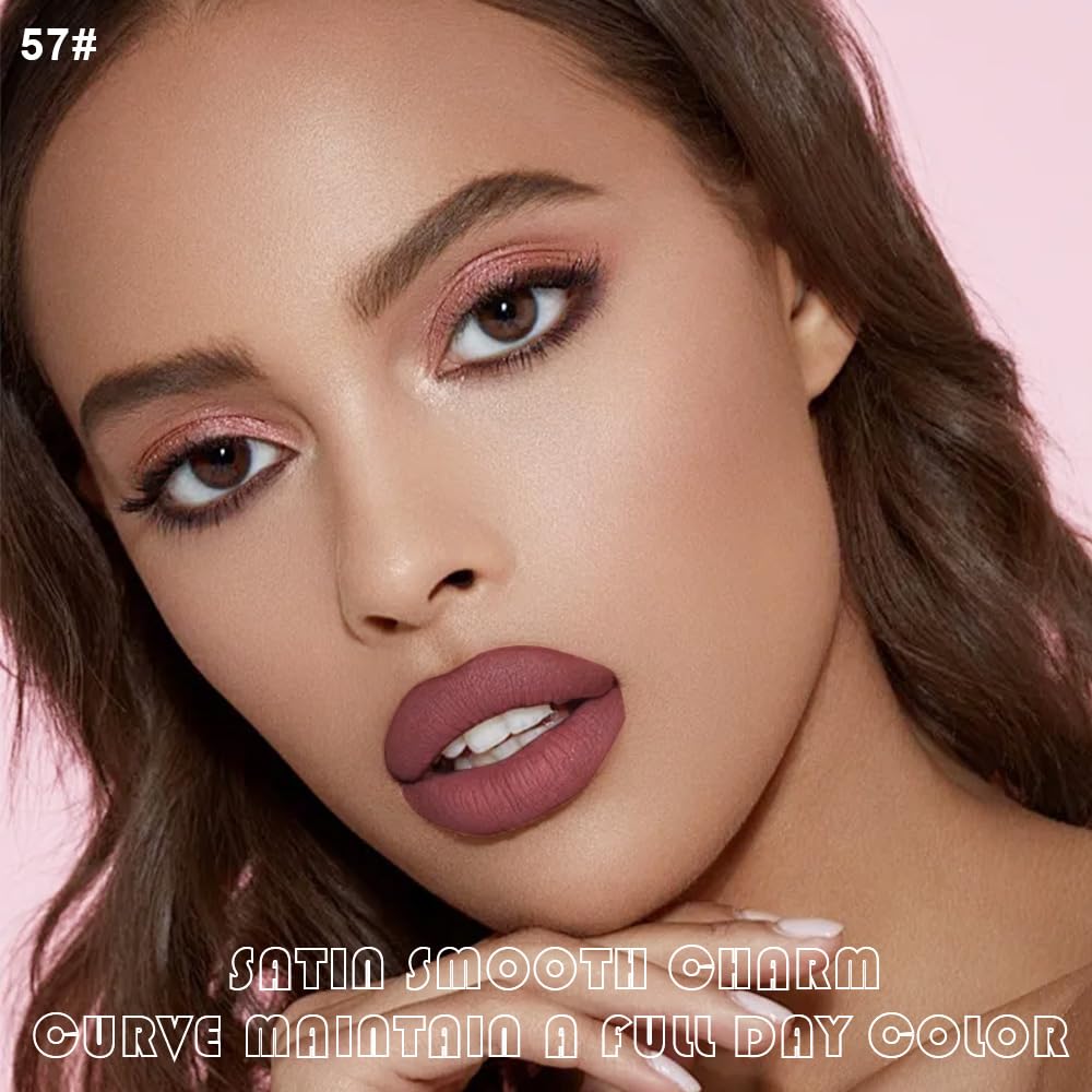 evpct 2Pcs Maroon Matte Lip Liner and Lipstick Combo Set for Women, Maroon Lip Combo Set Liquid Lips Stick Gloss and Lipliner Stains Set Long Lasting Waterproof, Lips Makeup 24 Hours originales-Velvo Beauty