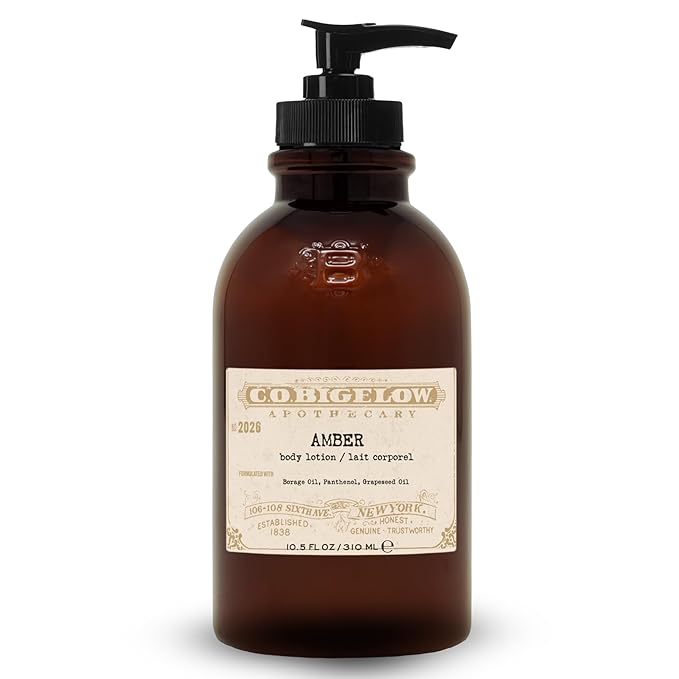 C.O. Bigelow Iconic Collection Amber Body Lotion, Scented Body Cream with Grapeseed Oil and Shea Butter, 10.5 fl oz-Velvo Beauty