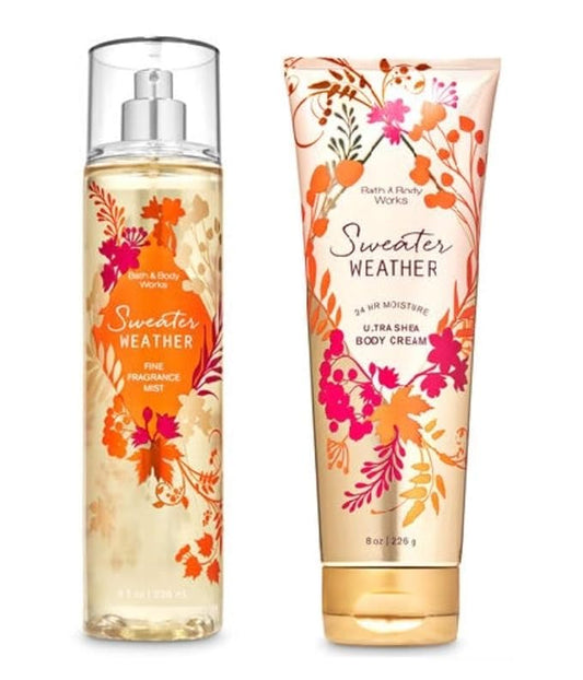 Sweater Weather - Ultra Shea Body Cream and Fine Fragrance Mist - Fall 2020 - Bath and Body Works-Velvo Beauty