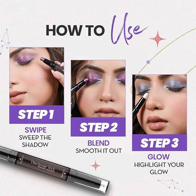 CHARMACY Multichrome 2 in 1 Cream Eyeshadow Stick, Waterproof Eye Brightener Highlighter Stick Makeup, High Pigmented, Smudge-Proof, Vegan & Cruelty-Free (SET2-902/904/906)-Velvo Beauty