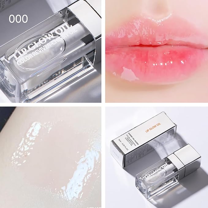 Hydrating Lip Glow Oil Moisturizing Plumping Lip Tint Lip Gloss Transparent Lip Balm Long Lasting Nourishing Repairing Lightening Lip Lines (000# CLEAR)-Velvo Beauty
