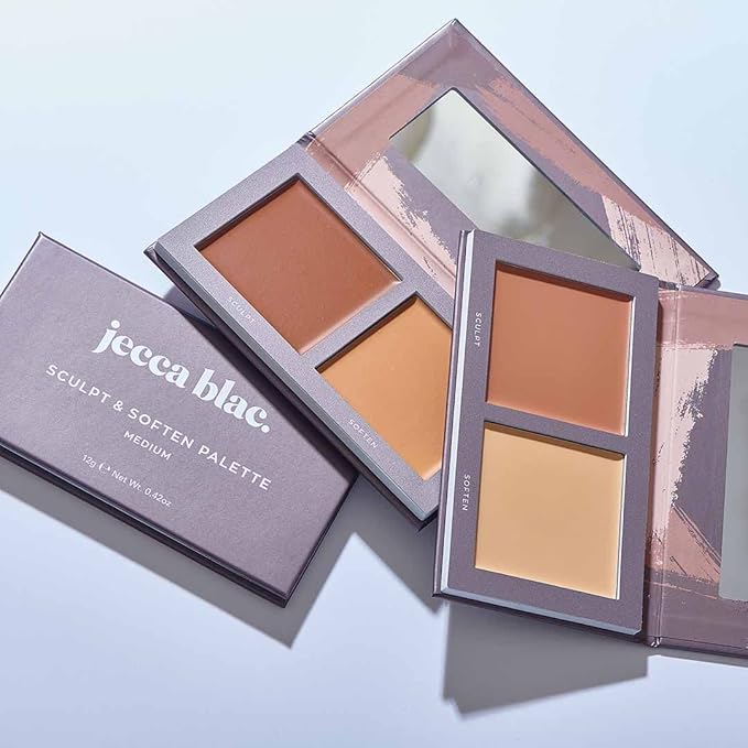 Jecca Blac Sculpt and Soften Contour Palette, Creamy Formula with Natural Finish, Medium Coverage, Gender Neutral and LGBTIQA+ Inclusive Make Up, Medium, 12g-Velvo Beauty