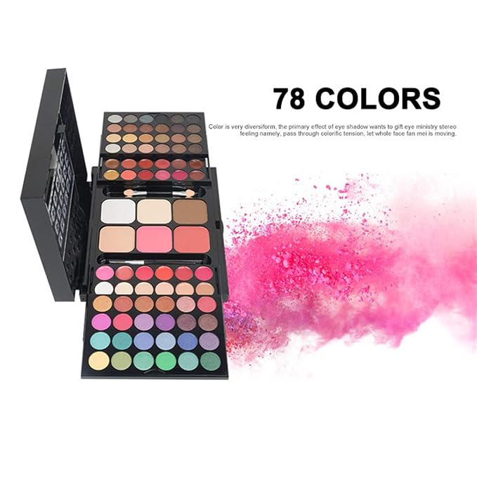 Pro Makeup Gift Set All in One Makeup Kit Cosmetic Contouring Kit 78 Colors Eyeshadow Palette with Face Blush, Lipgloss, Concealer and Eyeshadow Brushes- Ideal Holiday Gift Set-Velvo Beauty