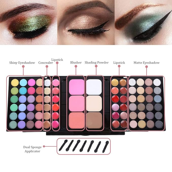 Pro Makeup Gift Set All in One Makeup Kit Cosmetic Contouring Kit 78 Colors Eyeshadow Palette with Face Blush, Lipgloss, Concealer and Eyeshadow Brushes- Ideal Holiday Gift Set-Velvo Beauty