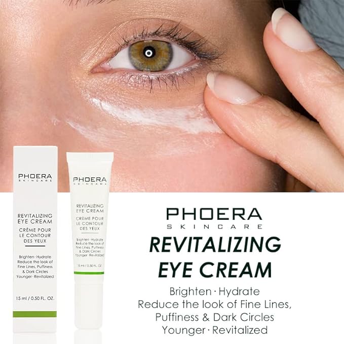 Phoera Revitalizing Eye Cream Brighten Hydrate Reduce The Fine Lines, Dark Circle Wrinkles And Puffiness For Men And Women Skin Loving Ingredients Apply In Morning And At Night-Velvo Beauty