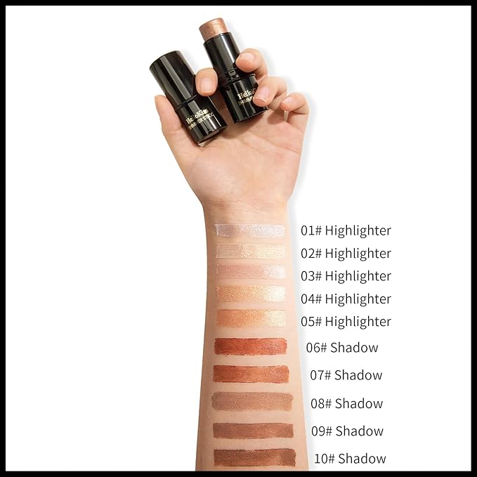 MIELIKKI 2Pcs Cream Contour Stick Makeup, Highlighter Stick and Bronzer Stick for Face Sculpting, Easy to Apply & Blend, Long Lasting, Waterproof, Matte Finish,0106-Velvo Beauty