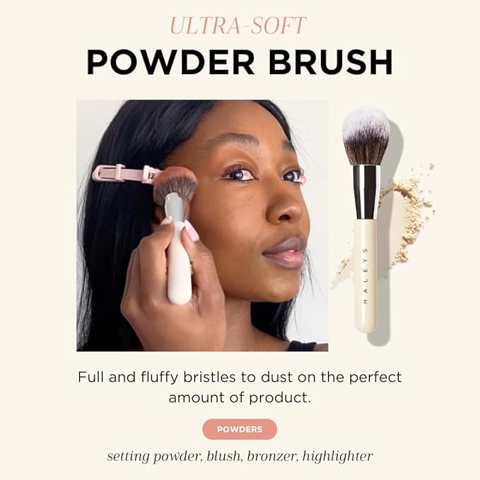 HALEYS Makeup Brush Set 5 pcs: Soft, Streak-free, Perfect Blending, Buff, Blurs and Smooth, Premium Luxury Vegan Bristles, For Liquid, Cream or Powder, Vegan, Cruelty-free, Sustainable Wood-Velvo Beauty