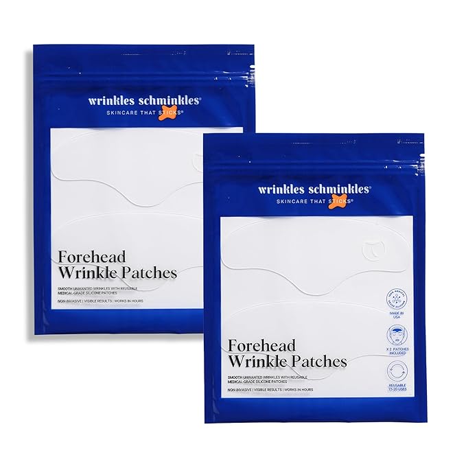 Wrinkles Schminkles Forehead Wrinkle Patches, 4-Pack, Reusable Hypoallergenic Silicone Smoothing Pads for Reducing Frown Lines & Face Lift Overnight-Velvo Beauty