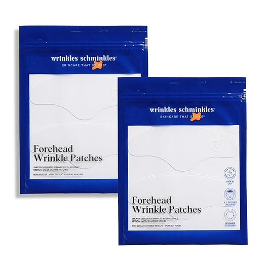 Wrinkles Schminkles Forehead Wrinkle Patches, 4-Pack, Reusable Hypoallergenic Silicone Smoothing Pads for Reducing Frown Lines & Face Lift Overnight-Velvo Beauty