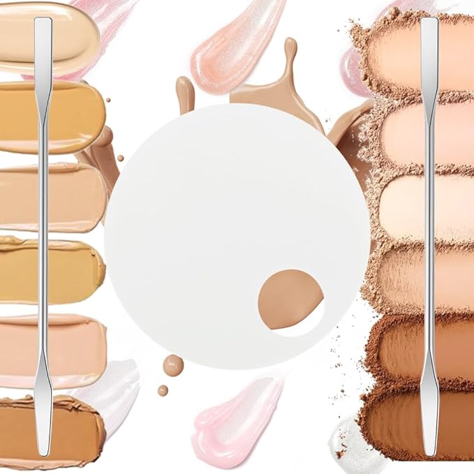 3 Pack Nail Art Palette with 3 Pcs Spatula Makeup Tray Foundation Mixing Palette Professional Cosmetic Stiring Tools for Women and Girls Liquid Foundation Lipstick Concealer-Velvo Beauty