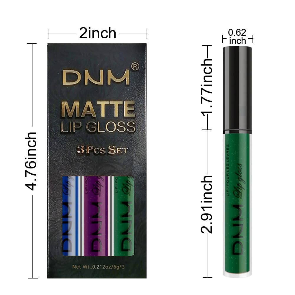 evpct 3Pcs Dark Blue Emerald Green Purple Matte Liquid Lipstick Lip Stain Sets for Women Matte+Lipstick Long Lasting 24 hr Hours Magic Lipstick 24 Hours original Waterproof 21#-Velvo Beauty