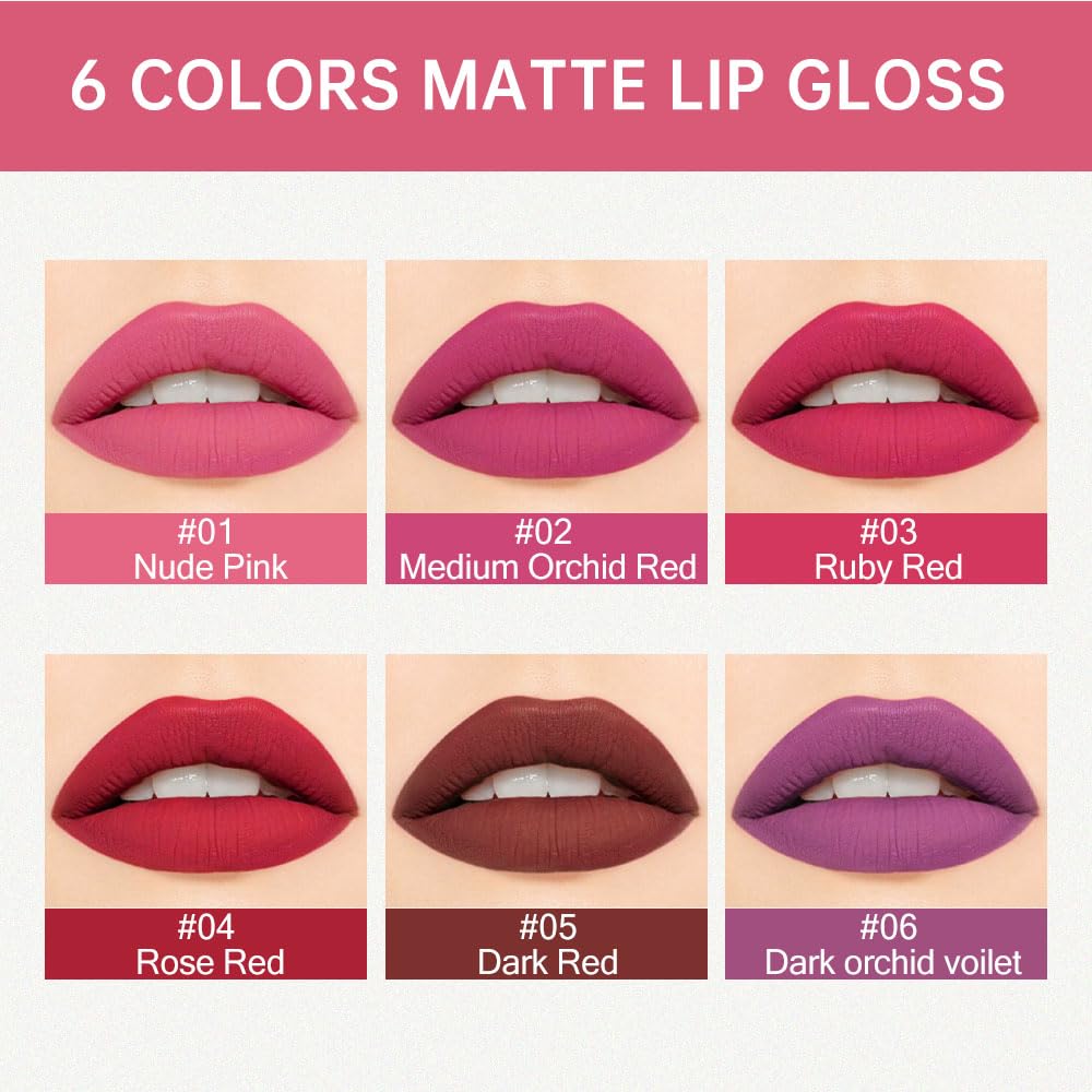 evpct 2Pcs Rose Matte Lip Liner and Lipstick Gloss Stains Makeup Set Kit for Women Long Lasting Waterproof 24, Rose Red Matte Lipstick Kit with Lip Liner, 24 Hour Lipsticks Pencils-Velvo Beauty