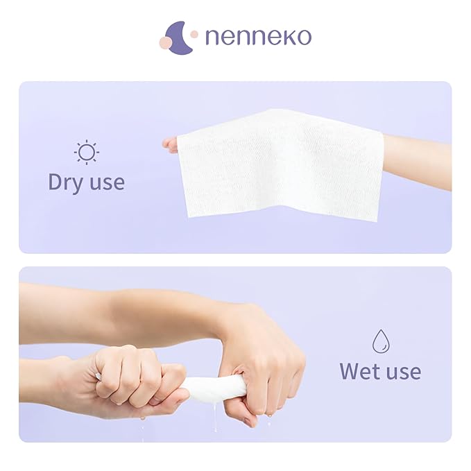 Disposable Face Towel XL Facial Wipes - Organic Vegan Biodegradable Face Towels,Ultra Soft Thick Wash Cloths for Adults and Baby, 100% Cotton Dry Wipes for Washing and Drying-Velvo Beauty
