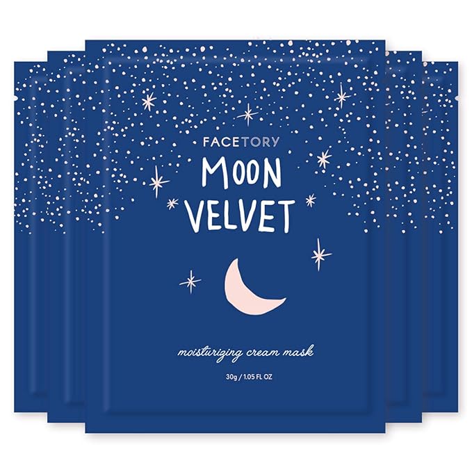 FACETORY K Beauty Face Mask Skin Care - MOON VELVET MOISTURIZING Sheet Mask with Sodium Hyaluronate & Shea Butter Cream | Moisturizing Cream Mask (5 Pack)-Velvo Beauty
