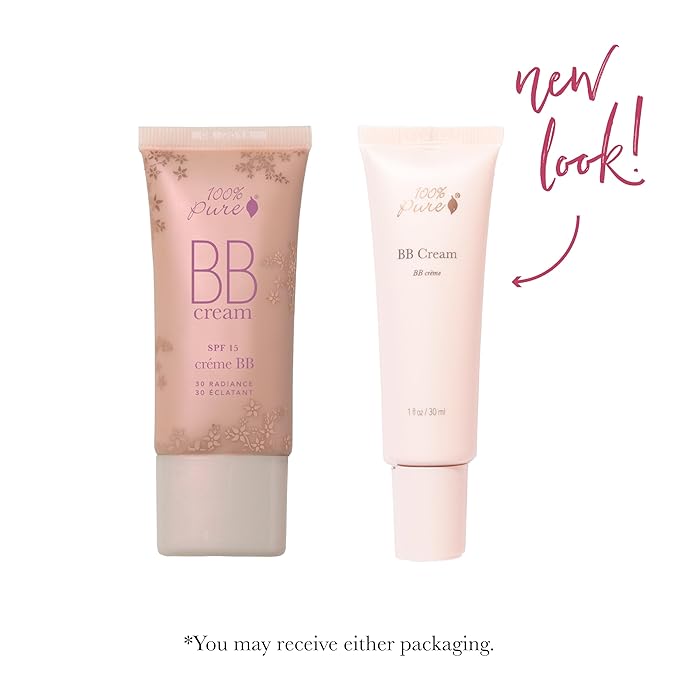 100% PURE BB Cream Shade 30 Radiance Full Face Coverage Skin Care & Glow - All-In-One Primer Concealer & Foundation Makeup - Shimmery, Dewy Youth Tan Color w/Warm Golden Undertone - Vegan - 1 Fl Oz-Velvo Beauty