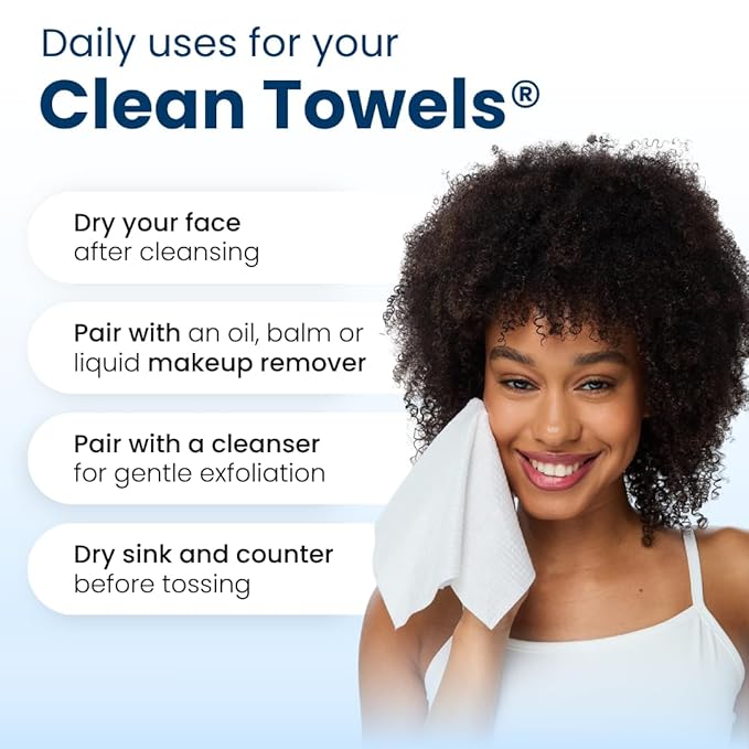Clean Skin Club Clean Towels XL, 100% USDA Biobased Dermatologist Approved Face Towel, Disposable Clinically Tested Face Towelette, Facial Washcloth, Makeup Remover Dry Wipes, 100 ct, 2 pack-Velvo Beauty